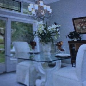 GLASS ONLY BEVELED EDGE DINING TABLE TOP, seats 6